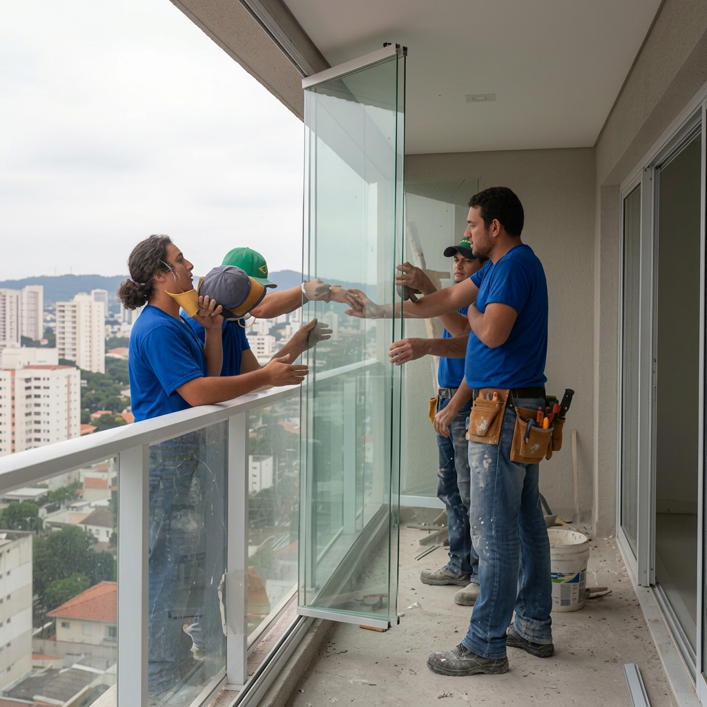 Equipe Strong Glass em projeto premium