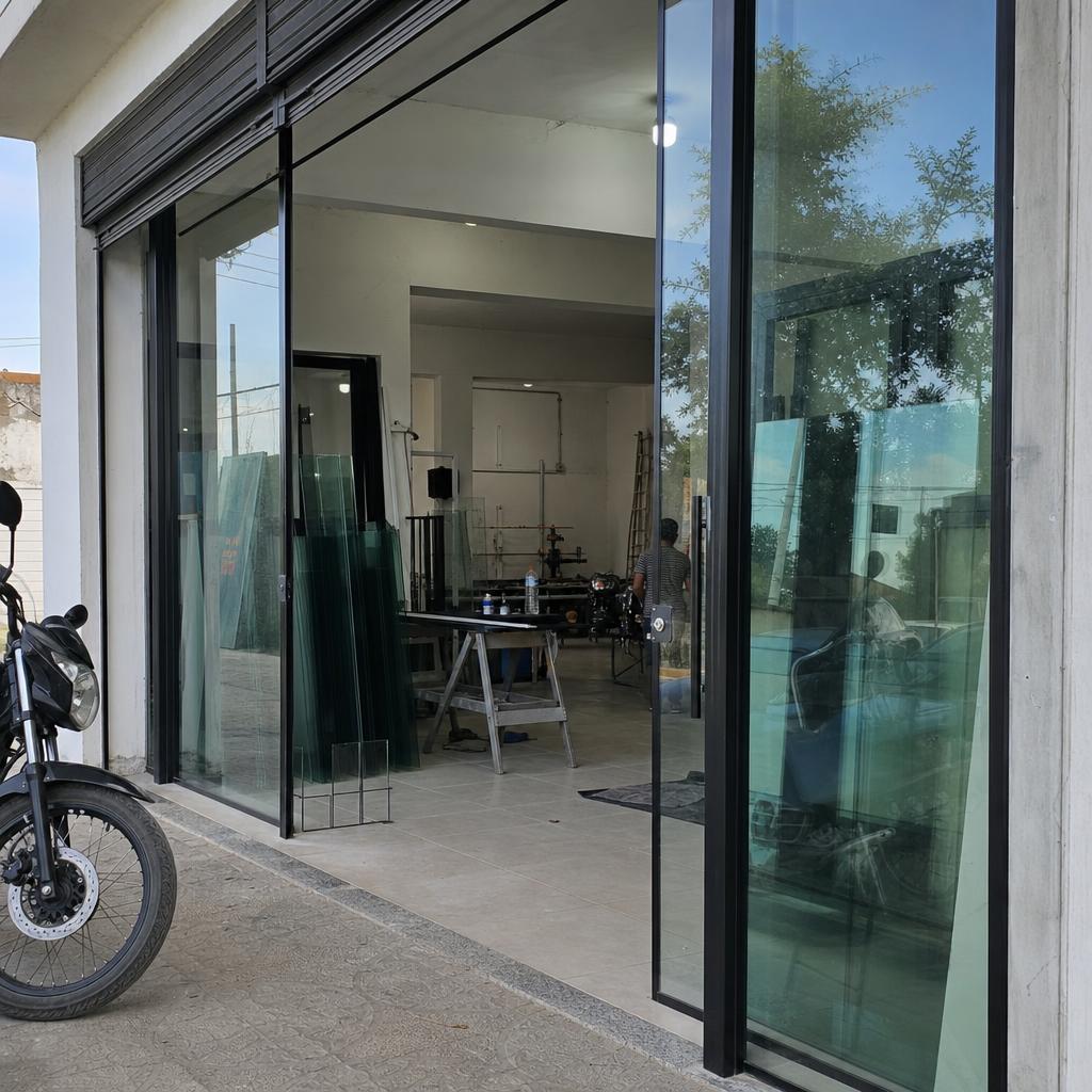 Fachada comercial em vidro temperado